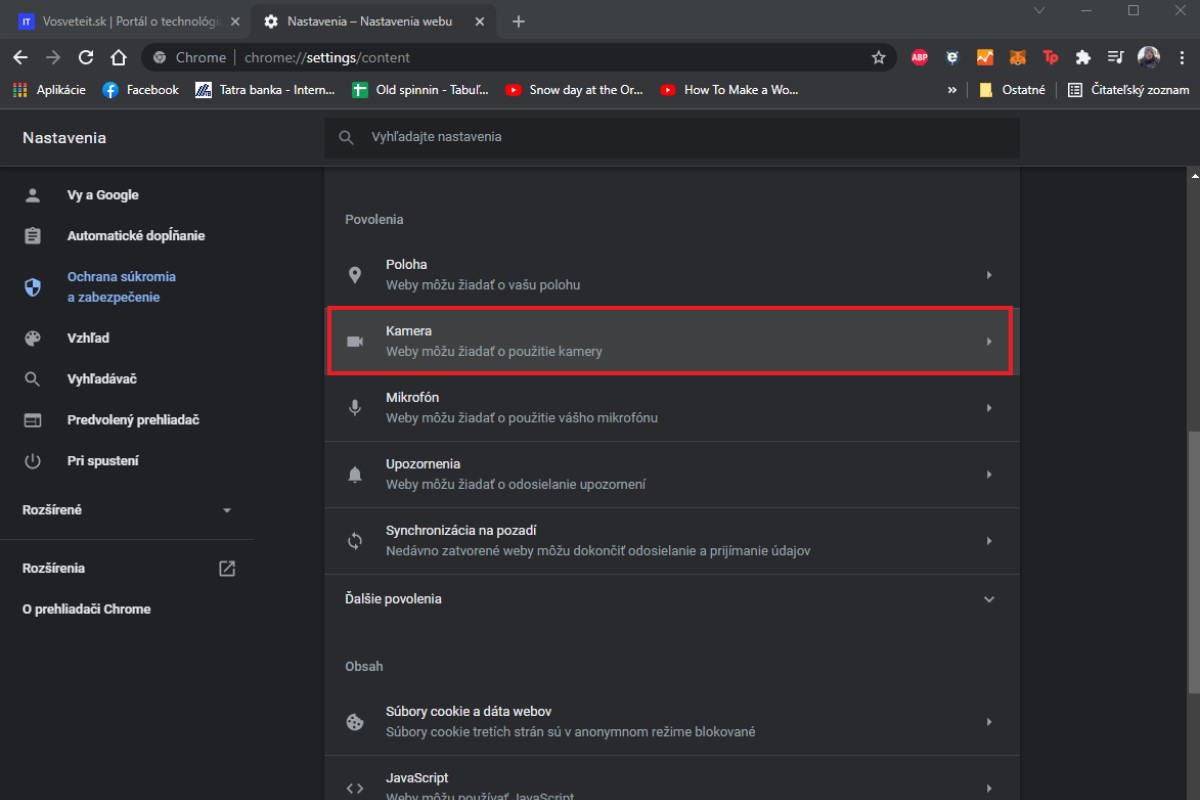 google chrome povolenie pristupu ku kamere
