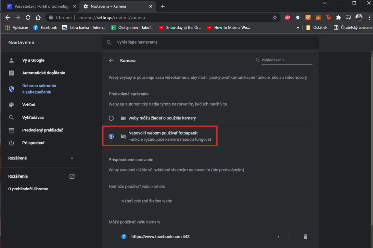 google chrome povolenie pristupu ku kamere