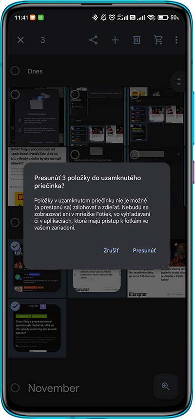 Google Fotky upozornenie_ze fotky v skrytom priecinku sa nesynchonizuju