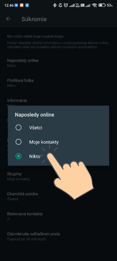 WhatsApp ako nastavit aby nikto nevidel status ci som online_5
