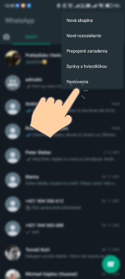 WhatsApp nastavenia aplikacie