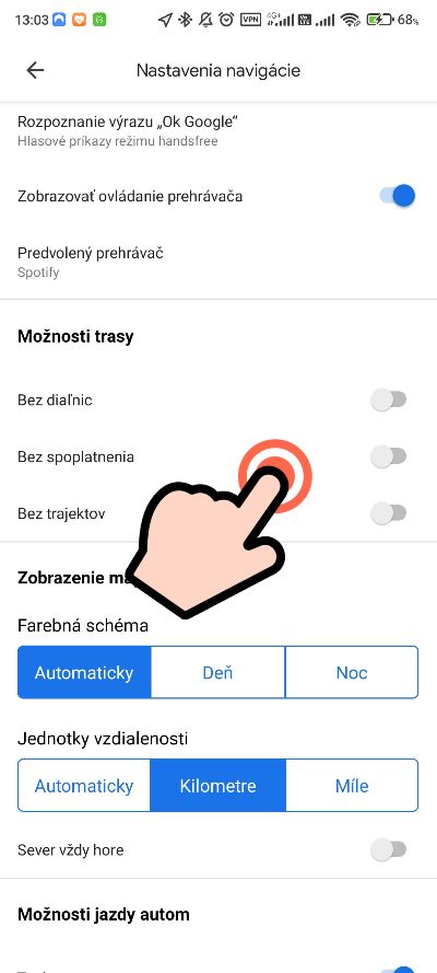 Google Mapy_ako vypnut navigovanie cez dialnice_4