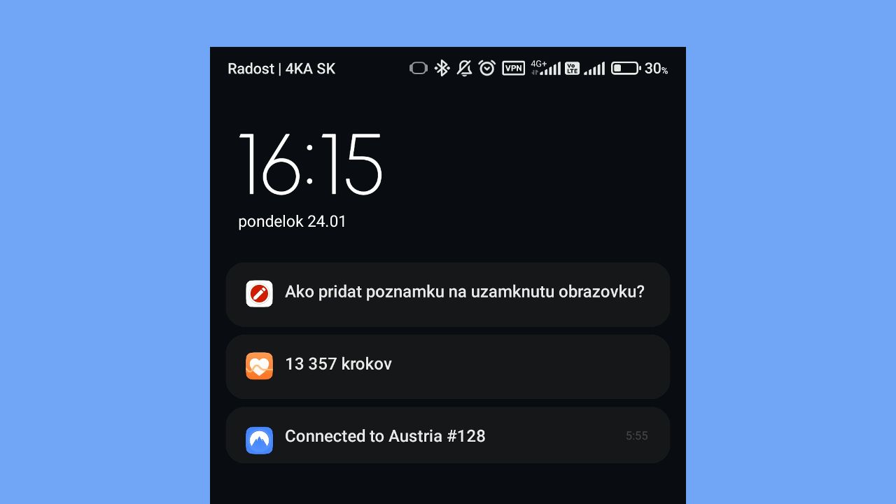 Poznamka na uzamknutej obrazovke
