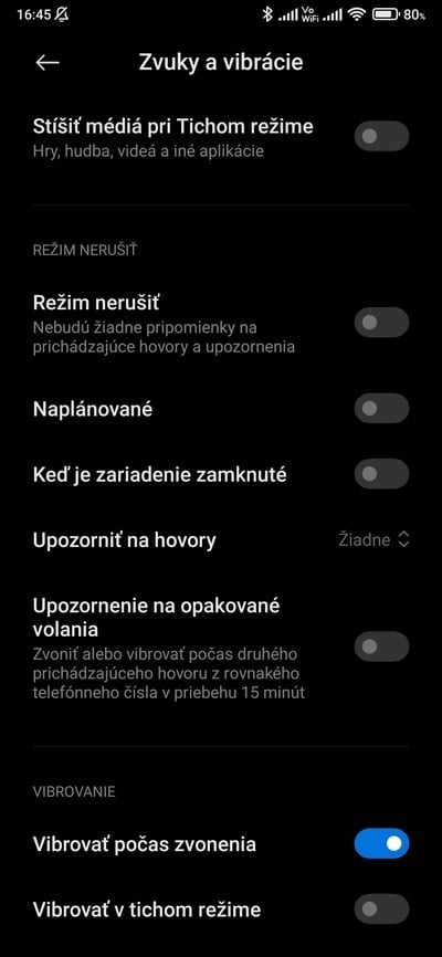miui režim nerušiť