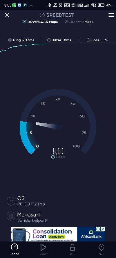NordVPN_speed_test_ping Vanderbijlpark_afrika