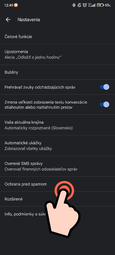 Nastavenia aplikacie Spravy_ochrana pred spamom_1