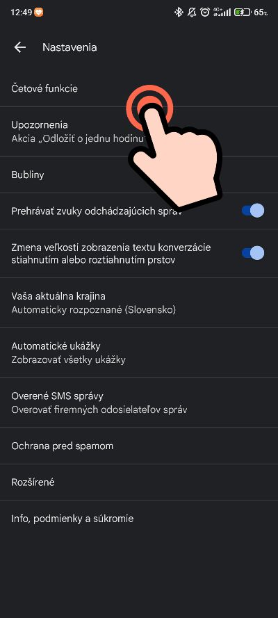 Overenie cetovych funkcii aplikacia Spravy