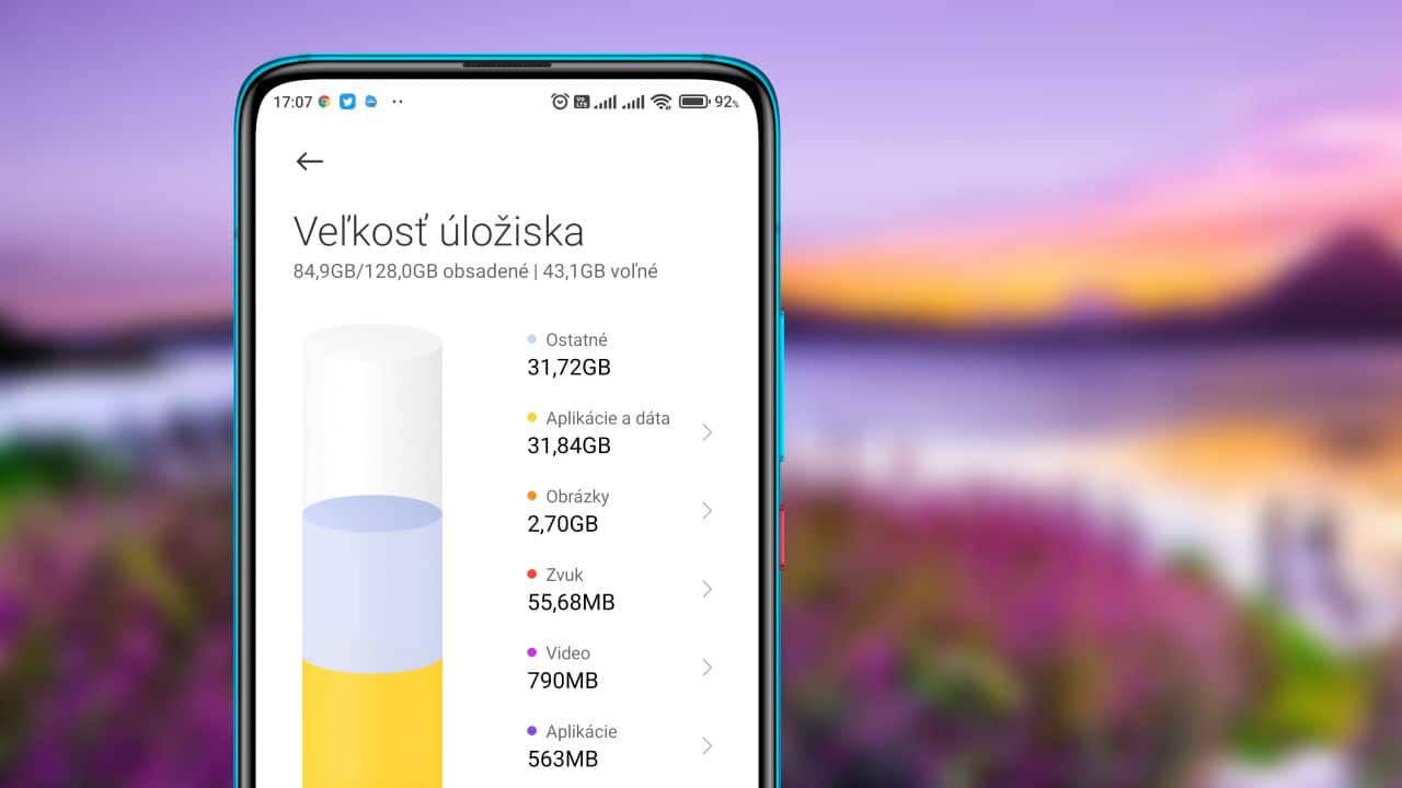 Velkost uloziska smartfonu