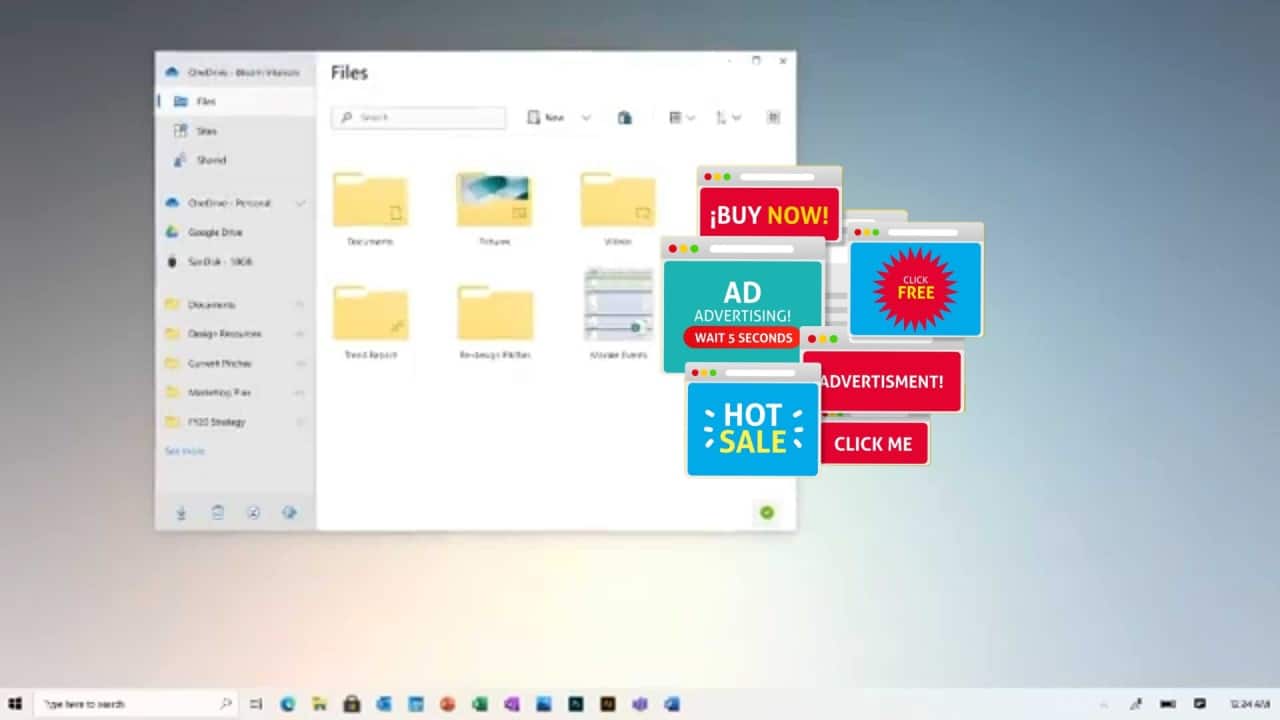 windows prieskumnik reklamy