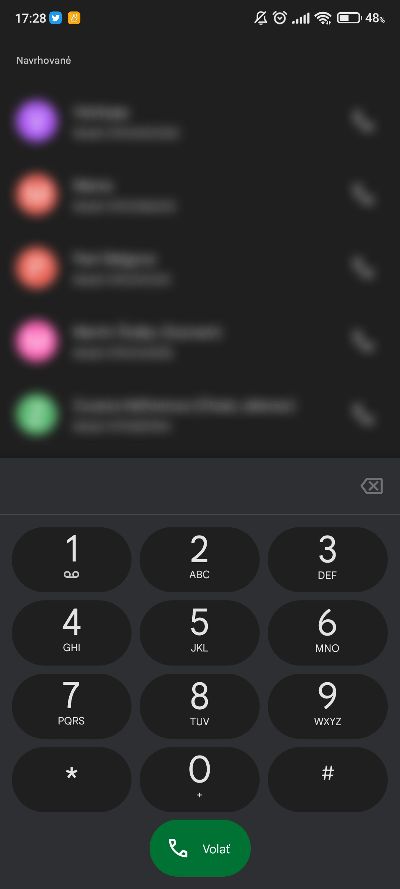 Aplikacia Telefon novy ciselnik