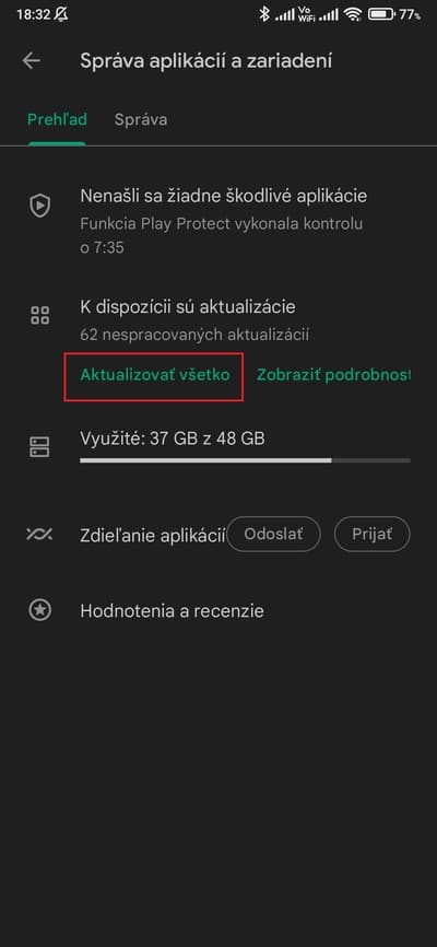 obchod play aktualizuj všetko