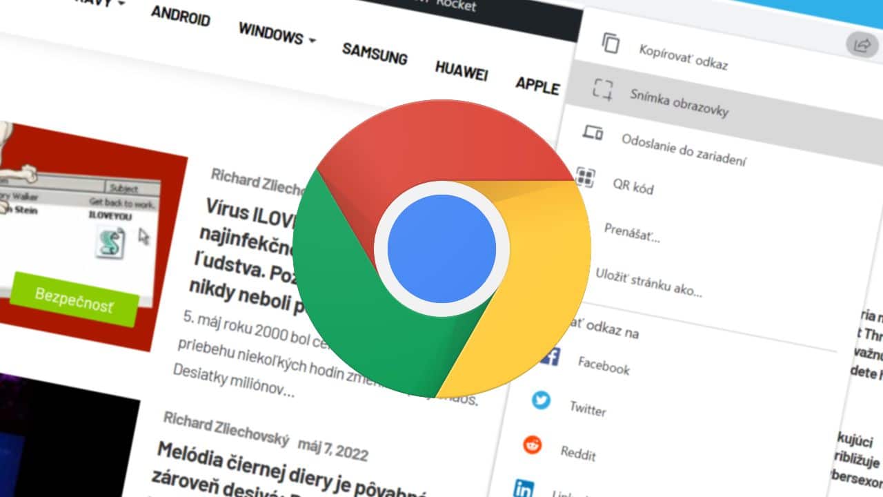 Google Chrome funkcia snimky obrazovky