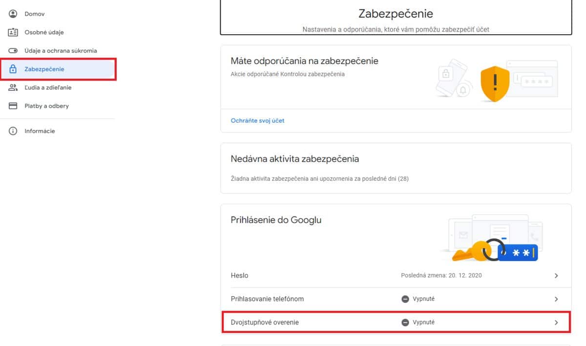 dvojstupňové overenie google 1