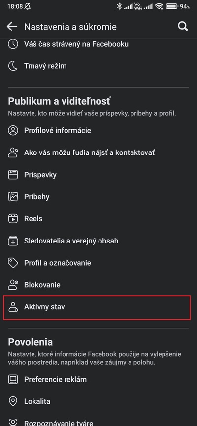 facebook aktívny stav