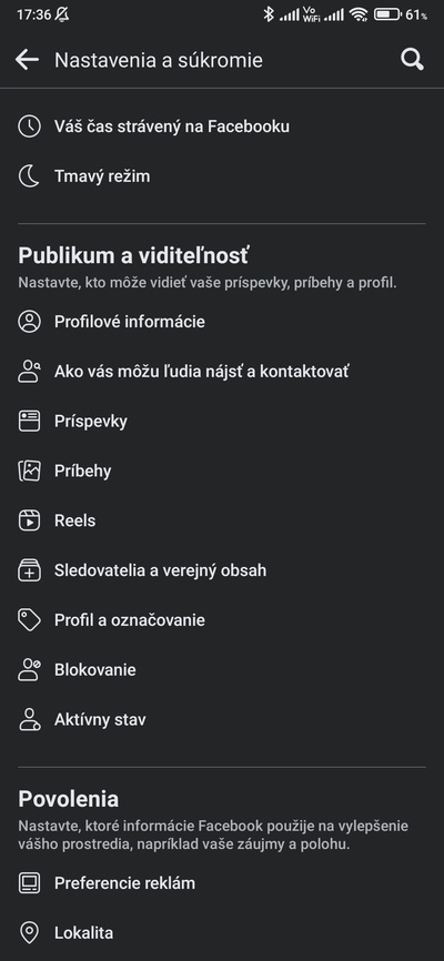 facebook nastavenia