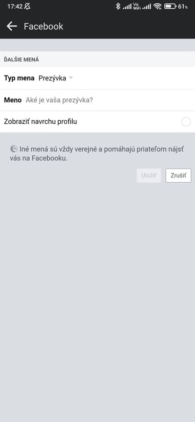 facebook prezývka