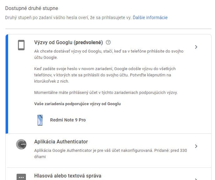 google zoznam overení