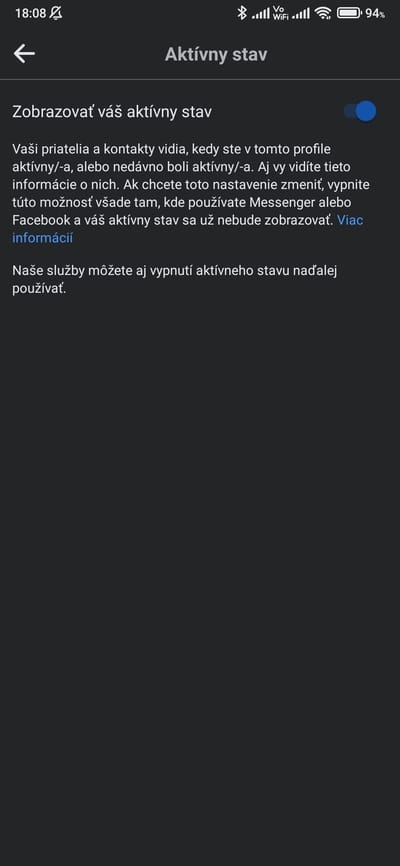 vypnutie aktívneho stavu facebook