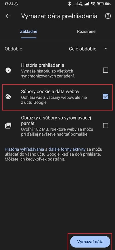 súbory cookie Chrome