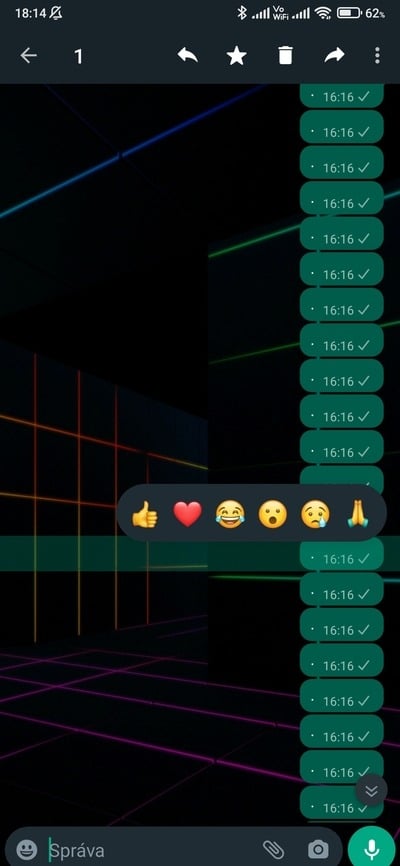 whatsapp reagovanie na správu