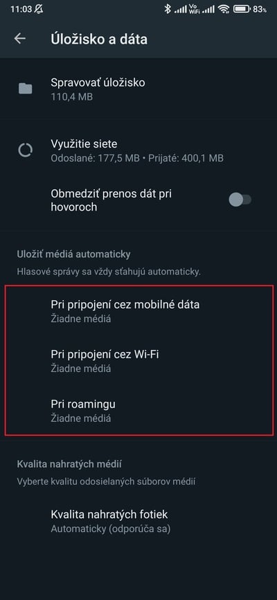 whatsapp úložisko