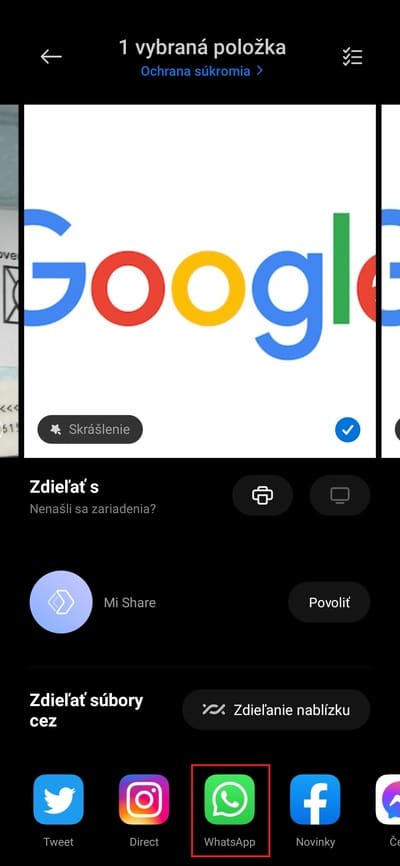 whatsapp zdieľanie fotky galéria