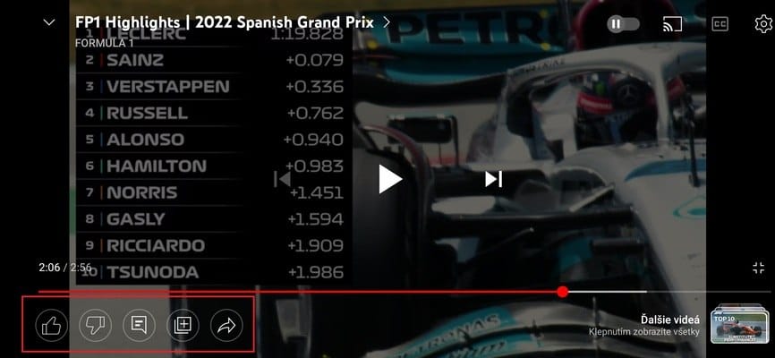 youtube rýchle menu