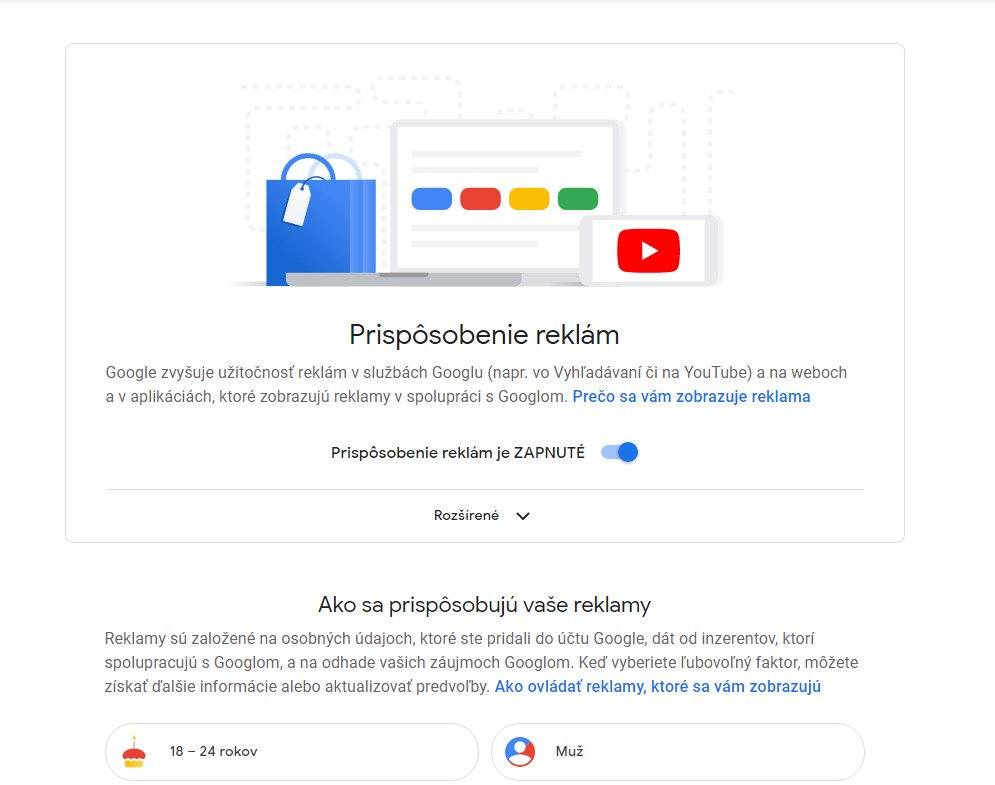 Google prispôsobenie reklám