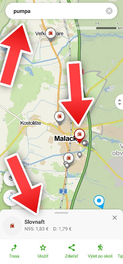 Mapy.cz cena nafty a benzinu
