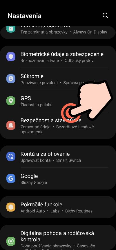 SOS funkcia Samsung smartfon_1