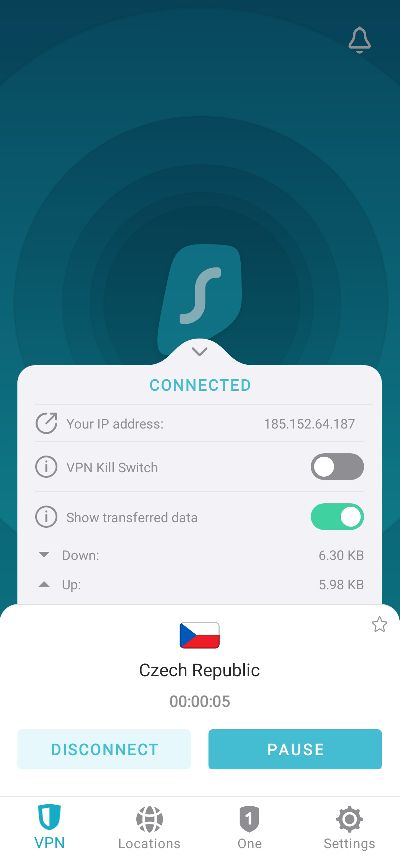 Surfshark recenzia_mobilna aplikacia_ako zmenit server_2
