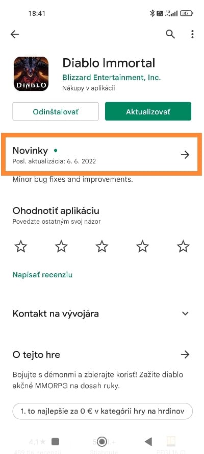 aktualizácia aplikácie