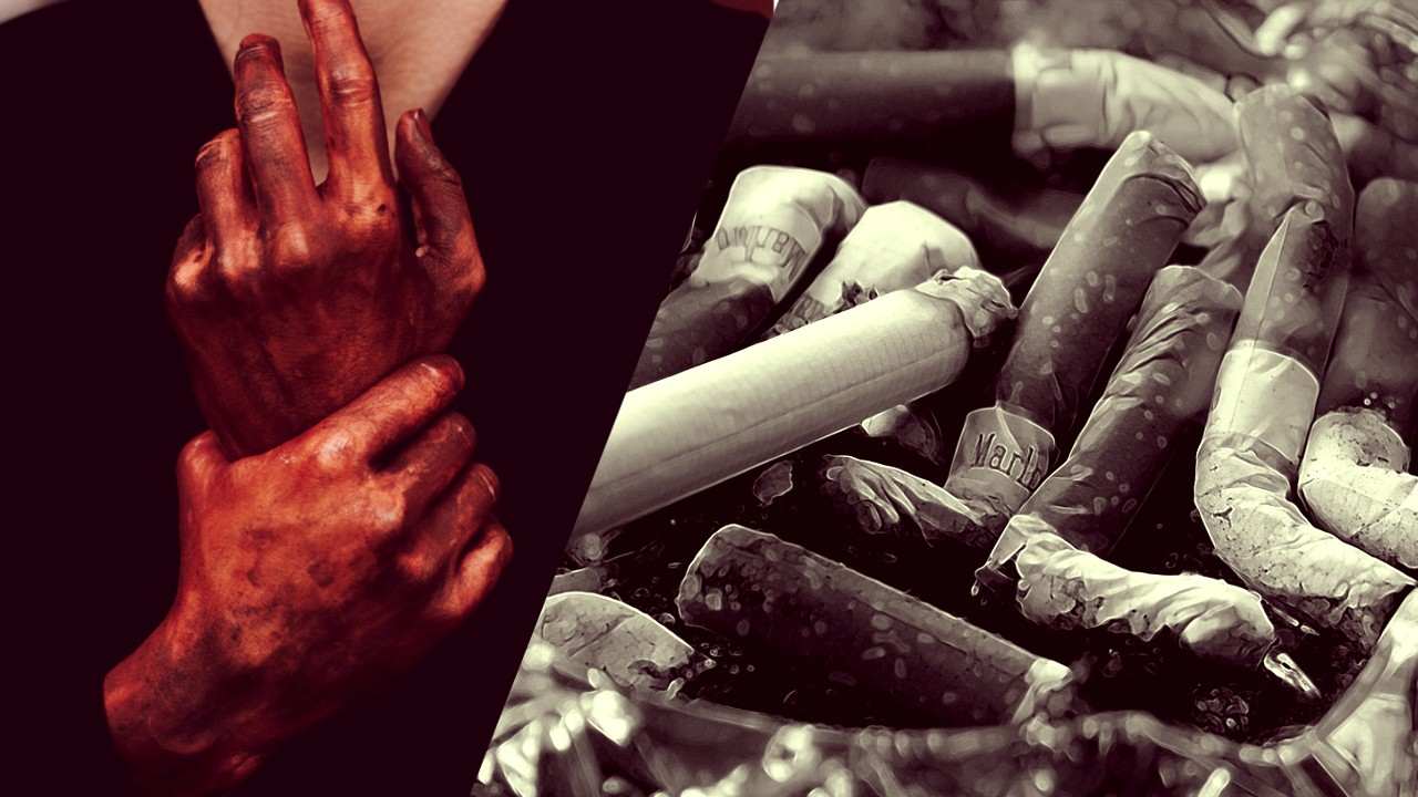 fajcenie cigarety poskodenie pokozky