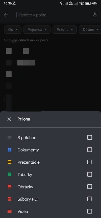 gmail hľadanie podľa prílohy 2
