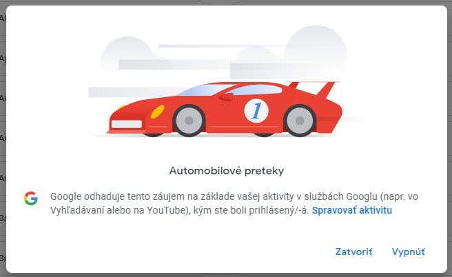 google vypnutie záujmu