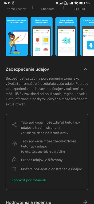 obchod play zabezpečenie údajov 1