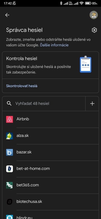 správca hesiel android