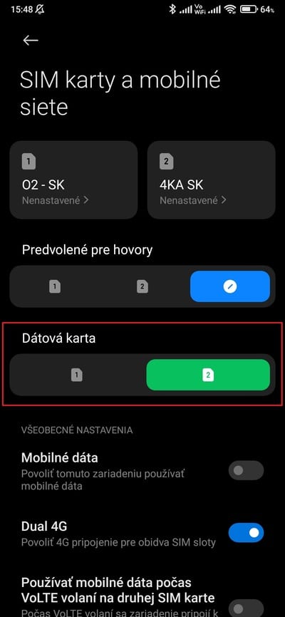 xiaomi výber dátovej karty