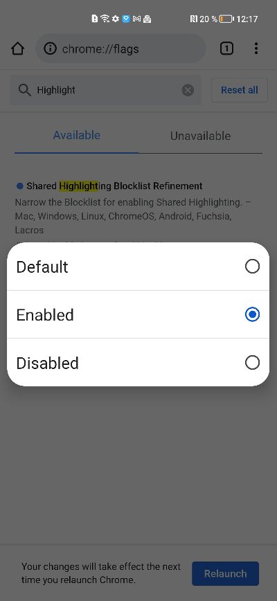 Chrome funkcia zdielania odkazu veduce na cast textu_2