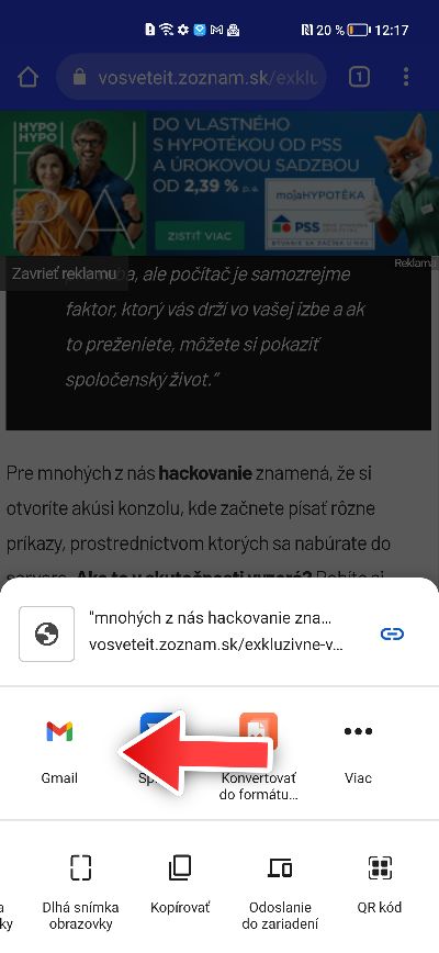 Chrome funkcia zdielania odkazu veduce na cast textu_4