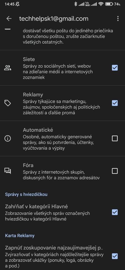 gmail vypnutie reklám 2