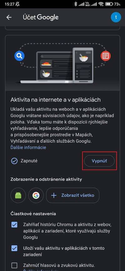 google vypnutie sledovania 2
