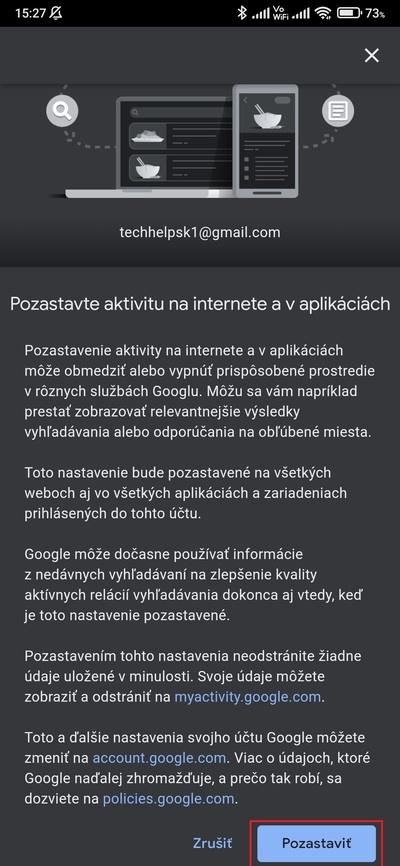 google vypnutie sledovania 3