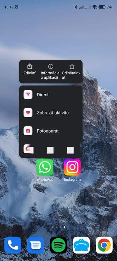 instagram rýchle menu