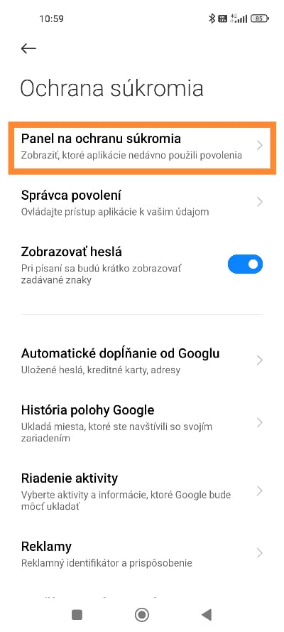 panel na ochranu súkromia povolenia aplikácie