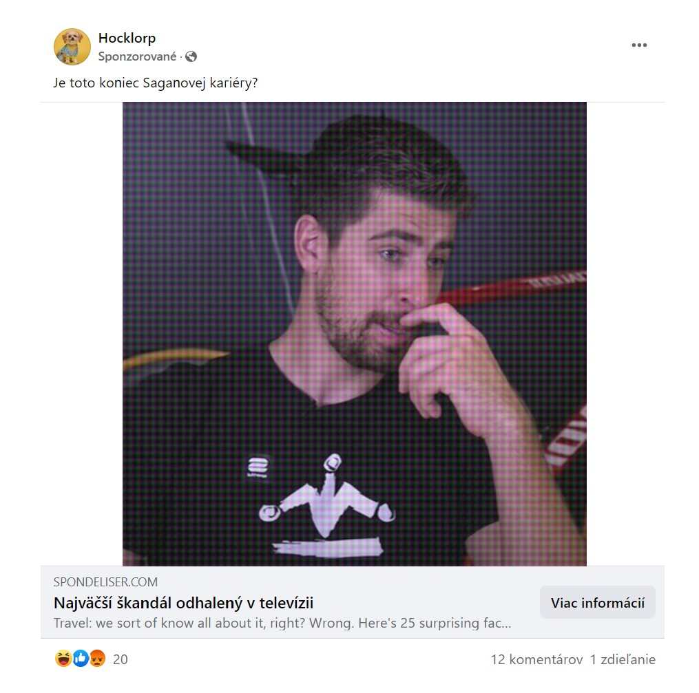 podvodny prispevok na facebooku s Petrom saganom