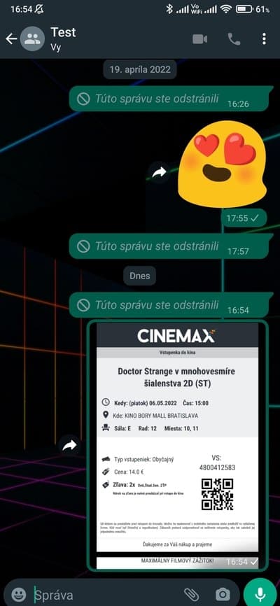 whatsapp zdieľanie lístku