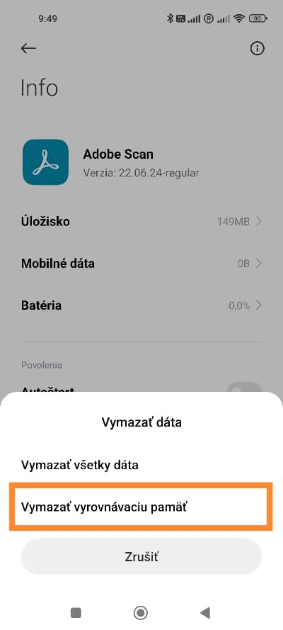 aplikácie vymazanie cache