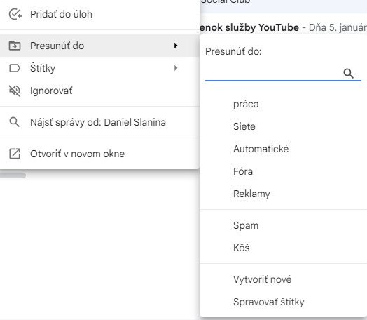 gmail presunúť do