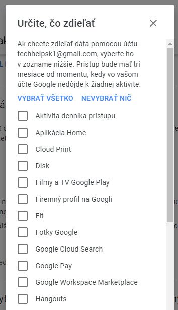 google neaktivita prístup